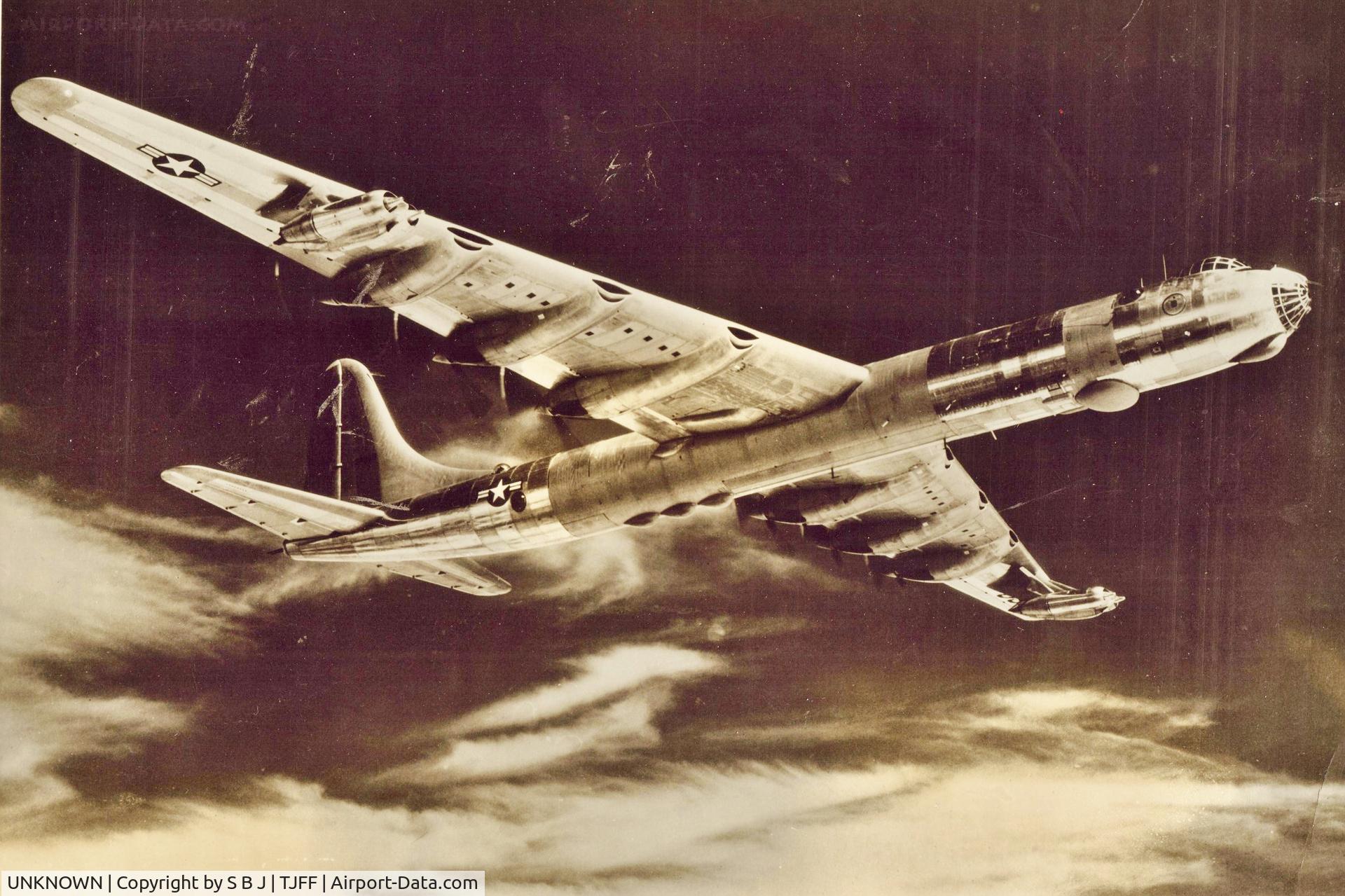 UNKNOWN, Miscellaneous Various C/N unknown, Convair RB 36 reconnaissnce bomber in flight near Ramey AFB.Picture is from the mid 50s. Reason for different color is that the dull part is magnesium where as the shiny part is aluminum. 
