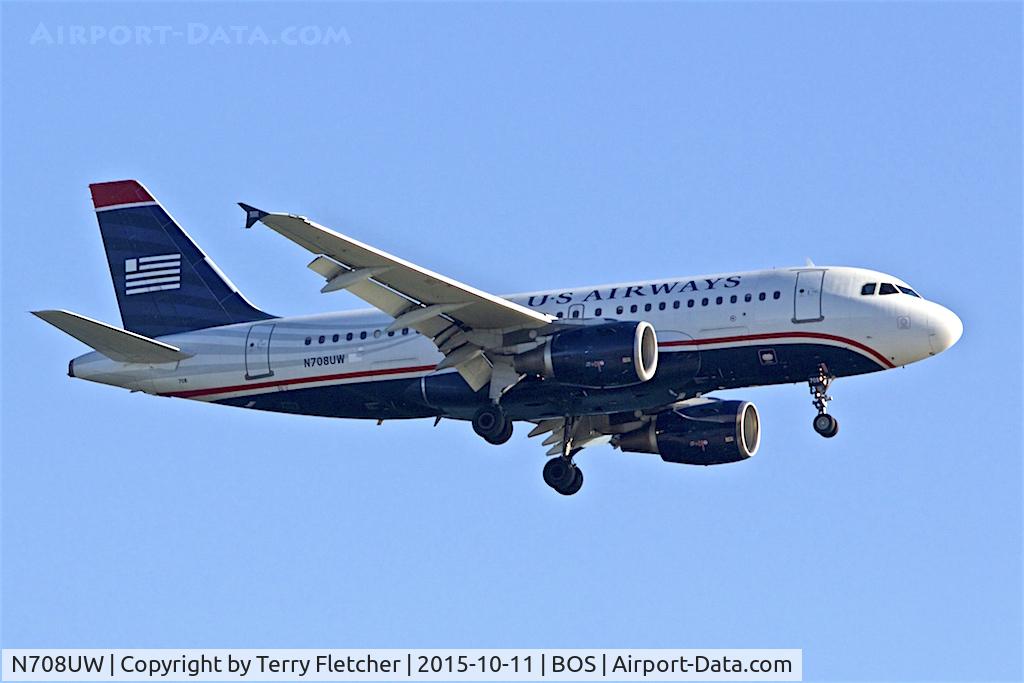 N708UW, 1999 Airbus A319-112 C/N 0972, 1999 Airbus A319-112, c/n: 0972 approaching Boston Logan