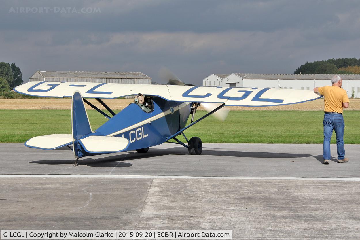 G-LCGL, 1993 Comper CLA7 Swift Replica C/N PFA 103-11089, Comper CLA7 Swift Replica at The Real Aeroplane Club's Helicopter Fly-In, Breighton Airfield, September 20th 2015.