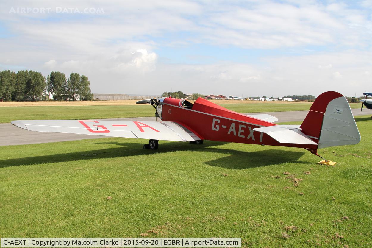 G-AEXT, 1937 Dart Kitten II C/N 123, Dart Kitten II at The Real Aeroplane Club's Helicopter Fly-In, Breighton Airfield, September 20th 2015.