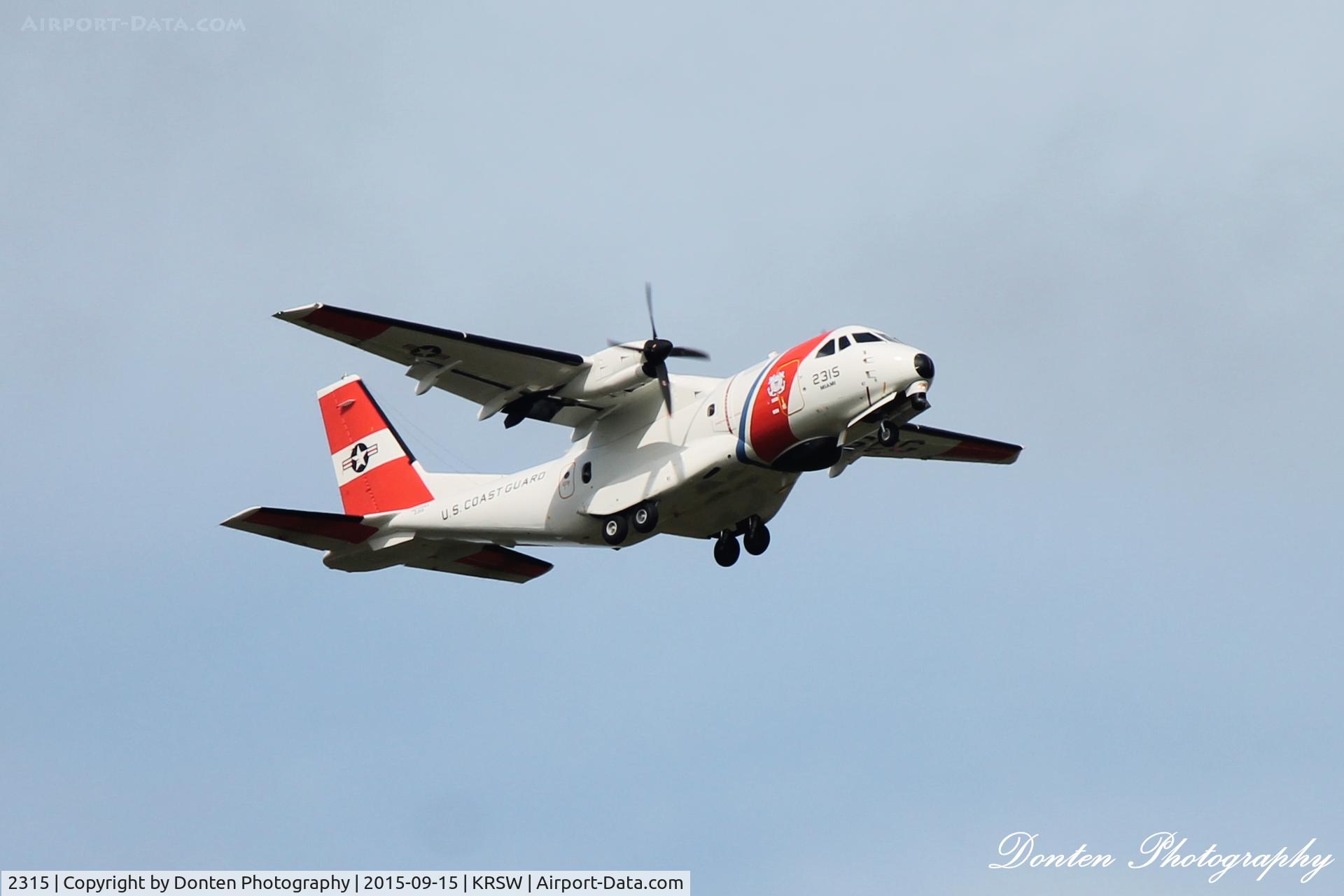 2315, 2013 Airtech HC-144A Ocean Sentry (CN-235M-300) C/N C207, US Coast Guard HC-144 Ocean Sentry (2315) from Air Station Miami on approach to Southwest Florida International Airport