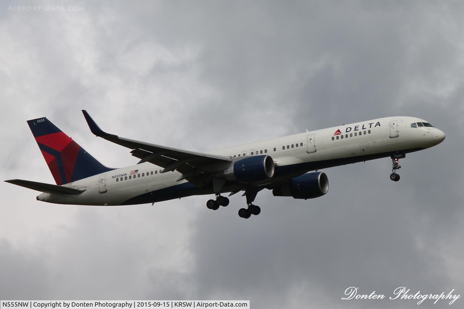 N555NW, 2002 Boeing 757-251 C/N 33391, Delta Flight 1068 (N555NW) arrives at Southwest Florida International Airport following flight from Hartsfield-Jackson Atlanta International Airport