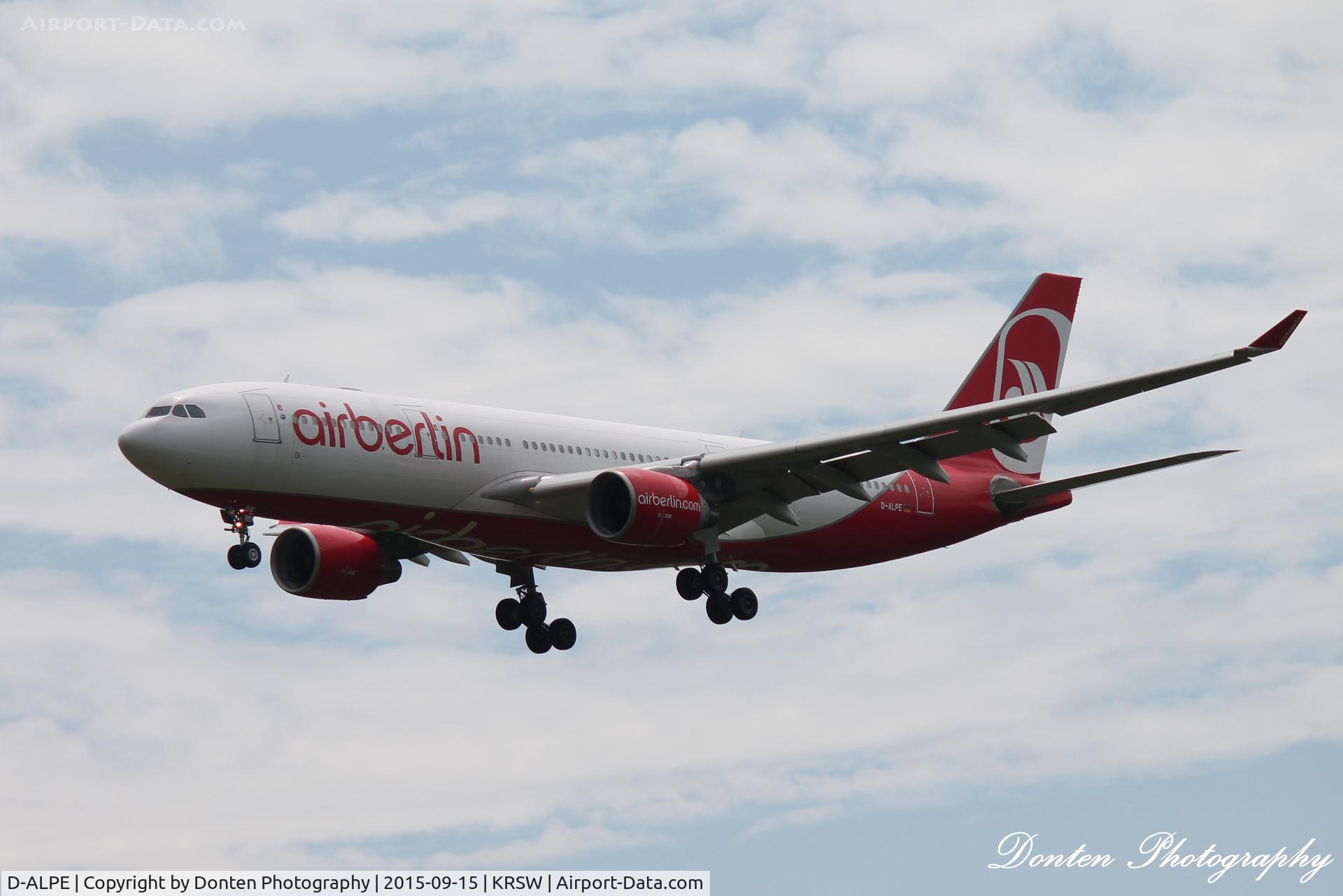 D-ALPE, 2002 Airbus A330-223 C/N 469, Air Berlin Flight 7008 (D-ALPE) arrives at Southwest Florida International Airport following flight from Dusseldorf International Airport