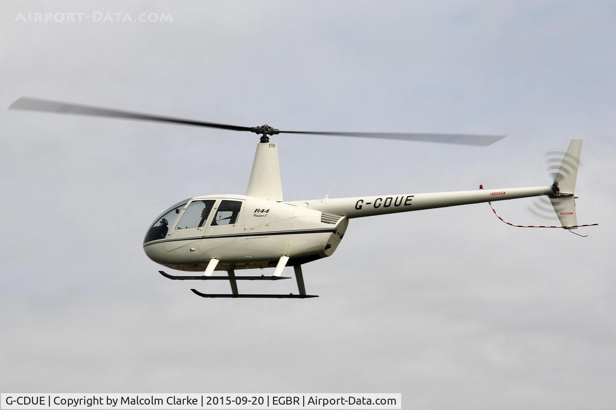 G-CDUE, 2005 Robinson R44 Raven C/N 1549, Robinson R44 Raven at The Real Aeroplane Club's Helicopter Fly-In, Breighton Airfield, September 20th 2015.