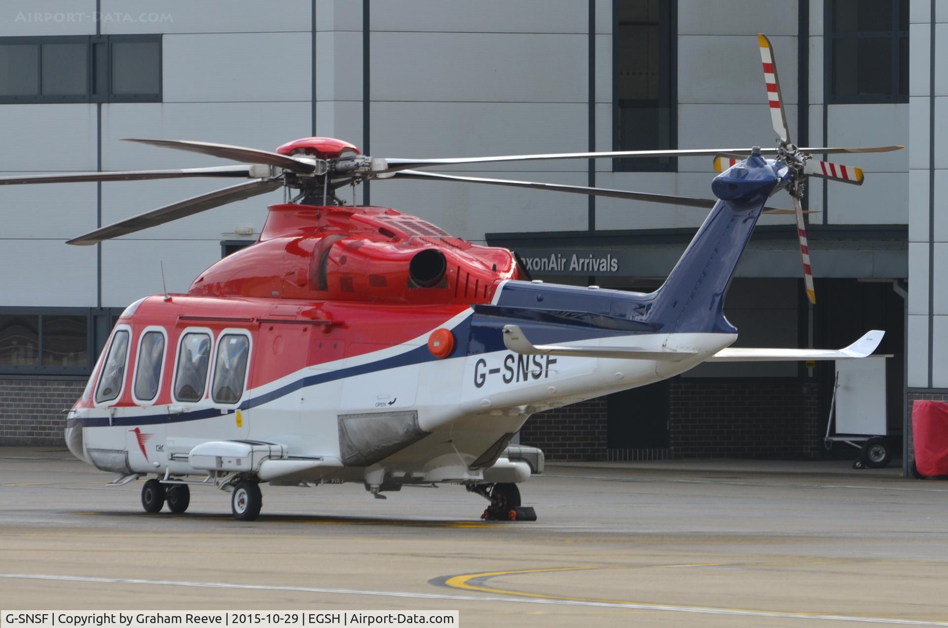 G-SNSF, 2012 AgustaWestland AW-139 C/N 31407, Parked at Norwich.