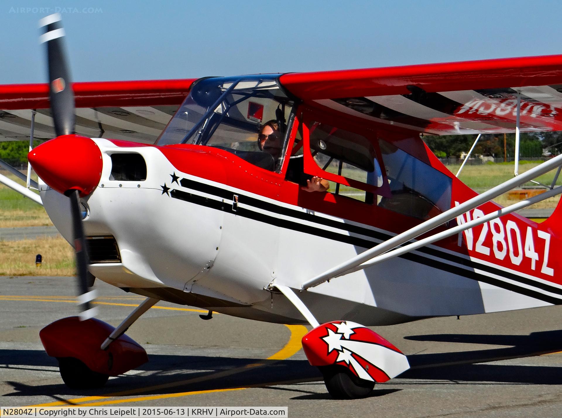 N2804Z, 1978 Bellanca 8KCAB Decathlon C/N 371-78, Jen Delp-Mallet LLC (Watsonville, CA) 1978 Bellanca 8KCAB taxing out for departure at Reid Hillview Airport, San Jose, CA. Thanks for the wave!