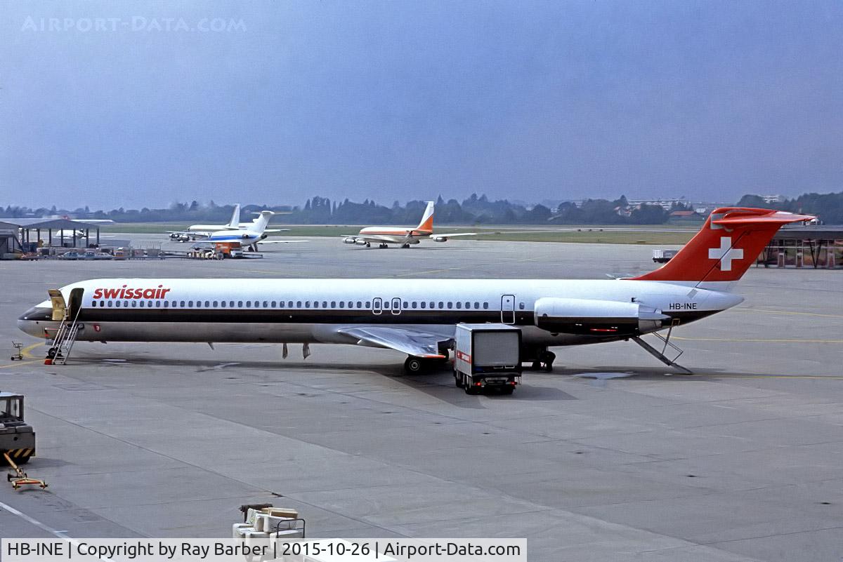 HB-INE, 1980 McDonnell Douglas MD-81 (DC-9-81) C/N 48004, McDonnell Douglas DC-9-81 [48004] (Swissair) (Place and date unknown). From a slide.