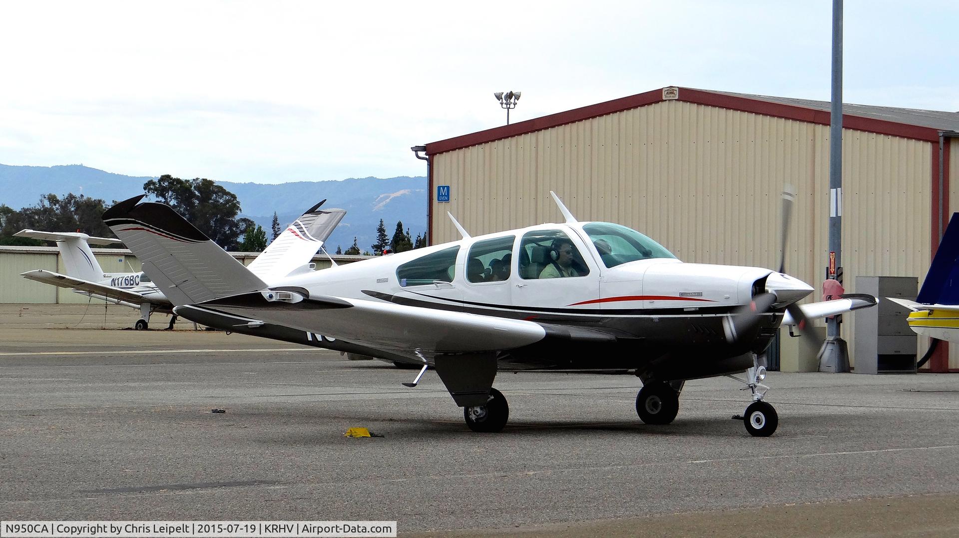 N950CA, 1974 Beech V35B Bonanza C/N D-9667, Locally-based 1974 Beechcraft V35B Bonanza with beautiful new paint preparing for taxi out and departure at Reid Hillview Airport, San Jose, CA.