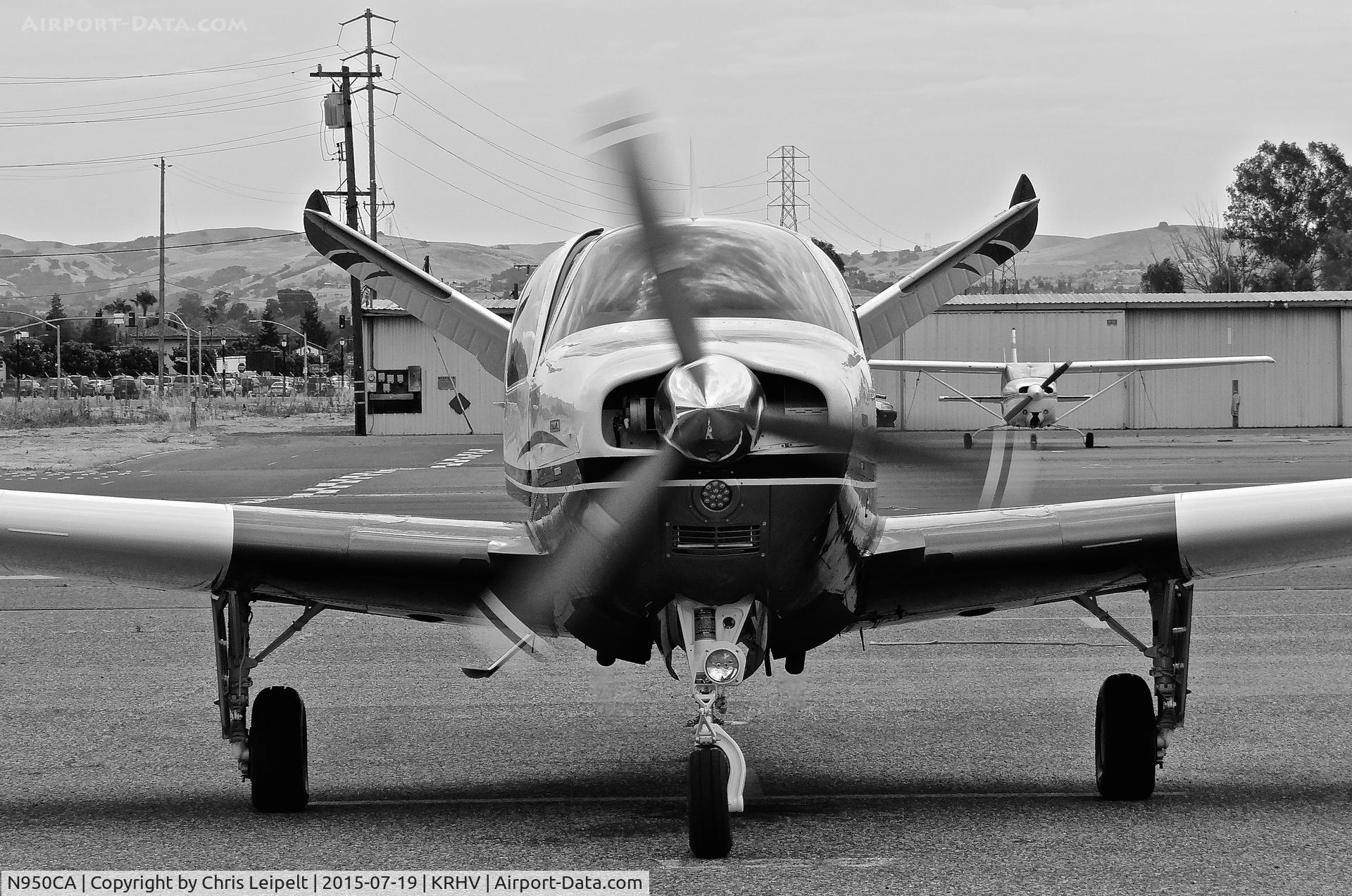 N950CA, 1974 Beech V35B Bonanza C/N D-9667, Locally-based 1974 Beechcraft V35B Bonanza with beautiful new paint preparing for taxi out and departure at Reid Hillview Airport, San Jose, CA.