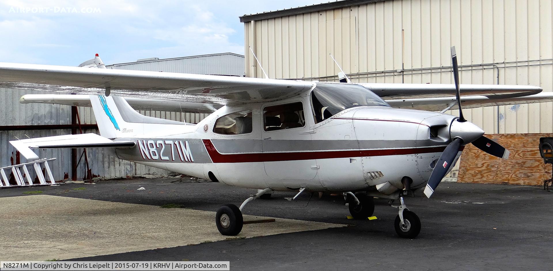 N8271M, Cessna T210M Turbo Centurion C/N 21062041, Locally-based Cessna T210M sitting beside the Aerial Avionics hangar for light maintenance at Reid Hillview Airport, San Jose, CA.