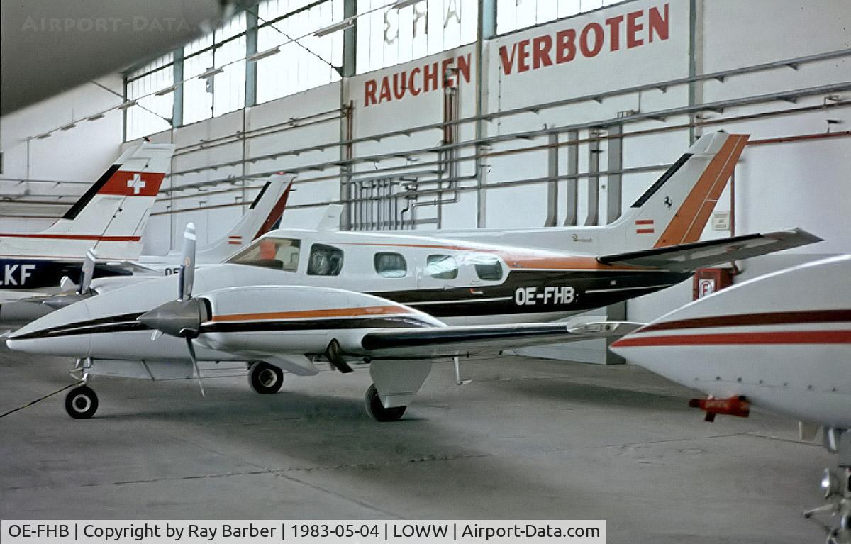 OE-FHB, 1984 Beech B-60 Duke C/N P-470, Beech B60 Duke [P-470] Vienna-Schwechat~OE 04/05/1983. From a slide.