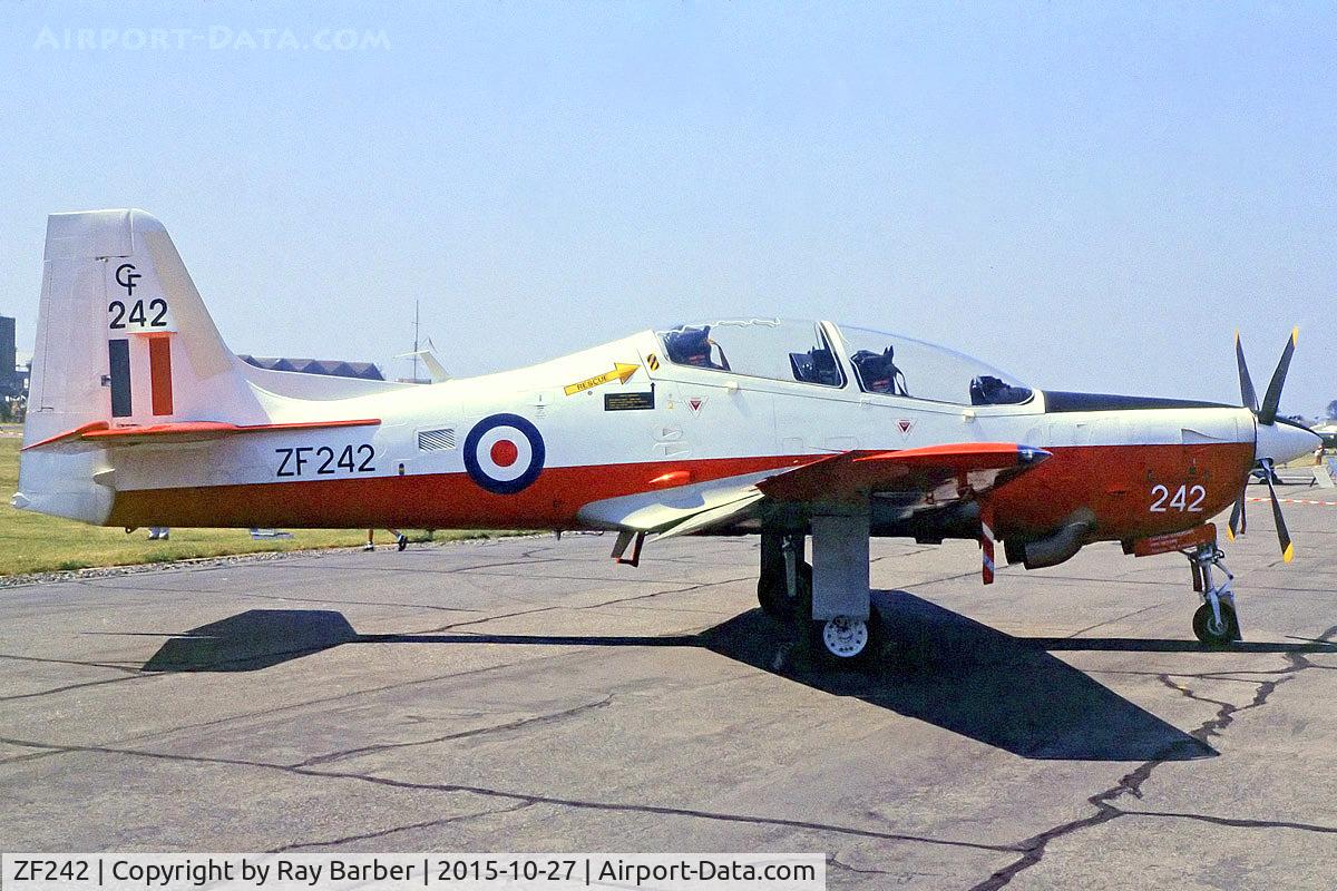 ZF242, 1990 Short S-312 Tucano T1 C/N S046/T43, Short Emb-312 T.1 Tucano [T43] (Royal Air Force) (Place and date unknown). From a slide.