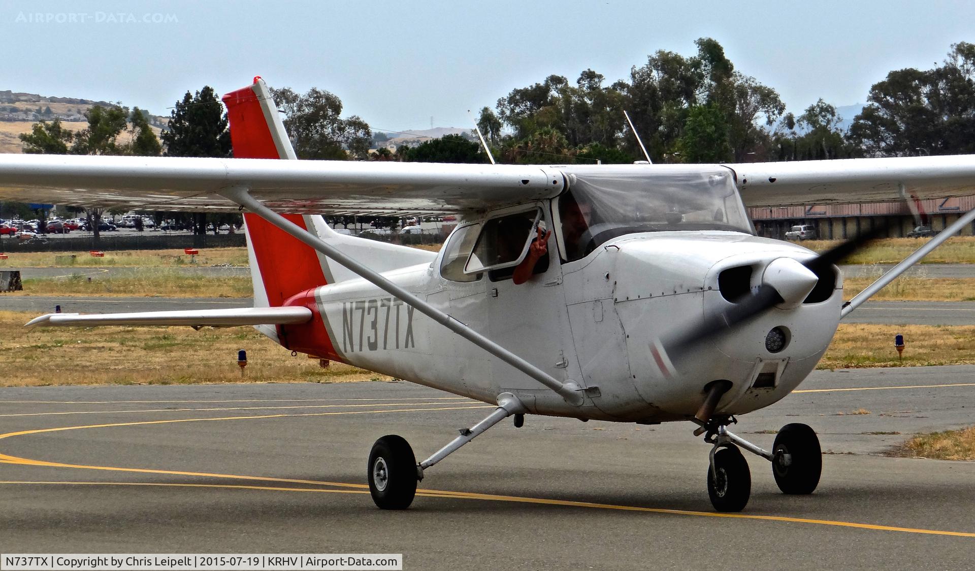 N737TX, 1977 Cessna 172N C/N 17269672, Nice Air's 1977 Cessna 172N taxing in after a flight lesson at Reid Hillview Airport, San Jose, CA. Thanks for the wave!