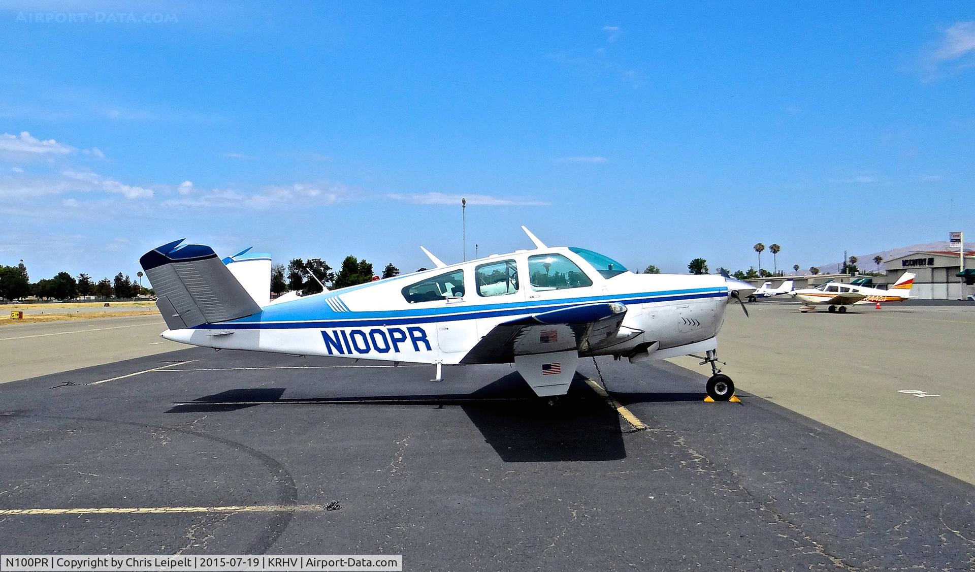 N100PR, 1970 Beech V35B Bonanza C/N D-9167, California- based 1970 Beechcraft V35B Bonanza sitting on the transient ramp at Reid Hillview Airport, San Jose, CA.