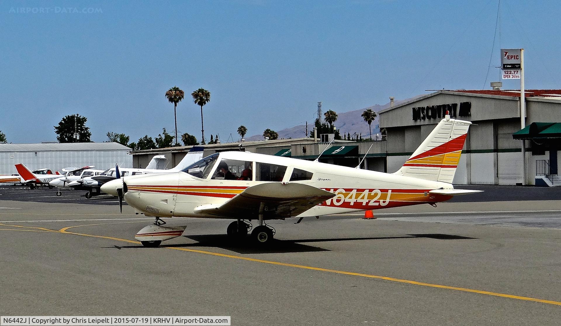 N6442J, 1968 Piper PA-28-180 C/N 28-4860, Locally-based 1968 Piper PA-28-180 taxing out for departure at Reid Hillview Airport, San Jose, CA.