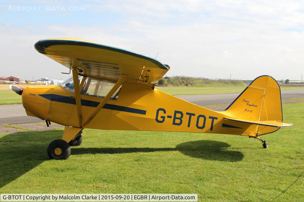 G-BTOT, 1955 Piper PA-15 Vagabond Vagabond C/N 15-60, Piper PA-15 Vagabond at The Real Aeroplane Company's Helicopter Fly-In, Breighton Airfield, September 20th 2015.
