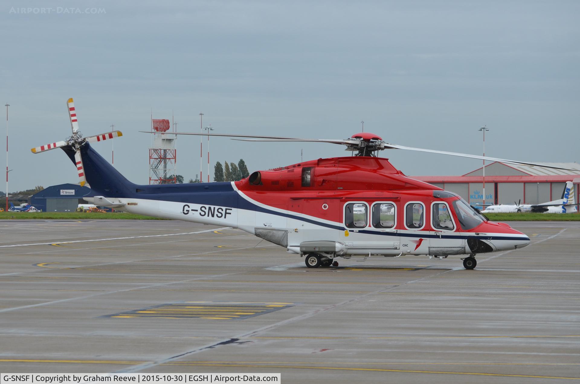 G-SNSF, 2012 AgustaWestland AW-139 C/N 31407, Parked at Norwich.