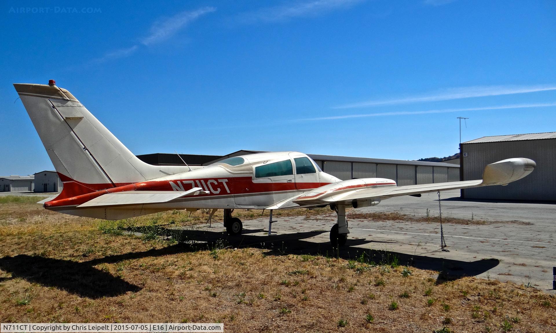 N711CT, 1973 Cessna 310Q C/N 310Q0677, Locally-based 1973 Cessna 310Q sitting at its tie down at South County Airport, San Martin, CA. It has been for sale for quite some time.