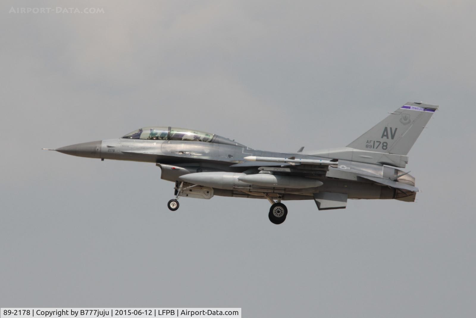 89-2178, 1989 General Dynamics F-16DG Night Falcon C/N 1D-53, at Le Bourget for SIAE 2015