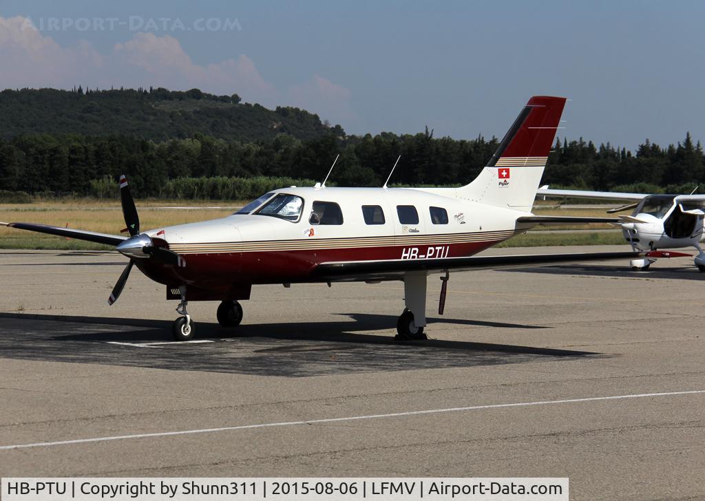 HB-PTU, 1997 Piper PA-46-350P Malibu Mirage Malibu Mirage C/N 4636094, Parked at the General Aviation area...