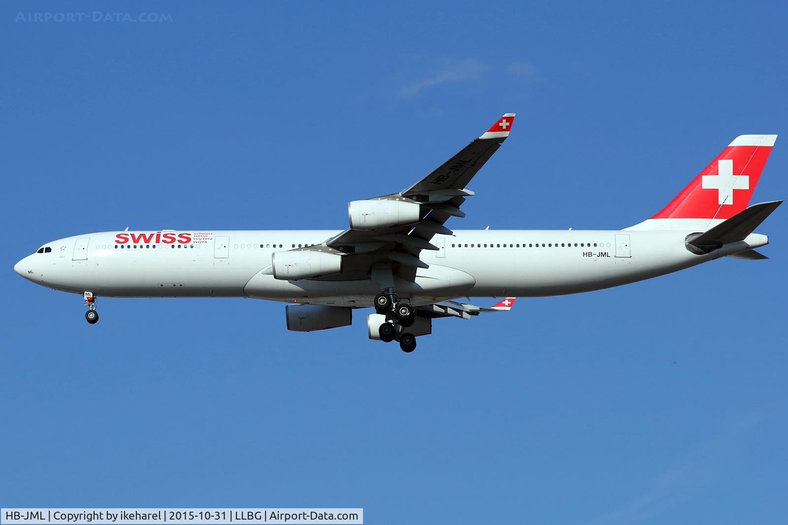 HB-JML, 1999 Airbus A340-313 C/N 263, Flight from Zurich on final to runway 30.