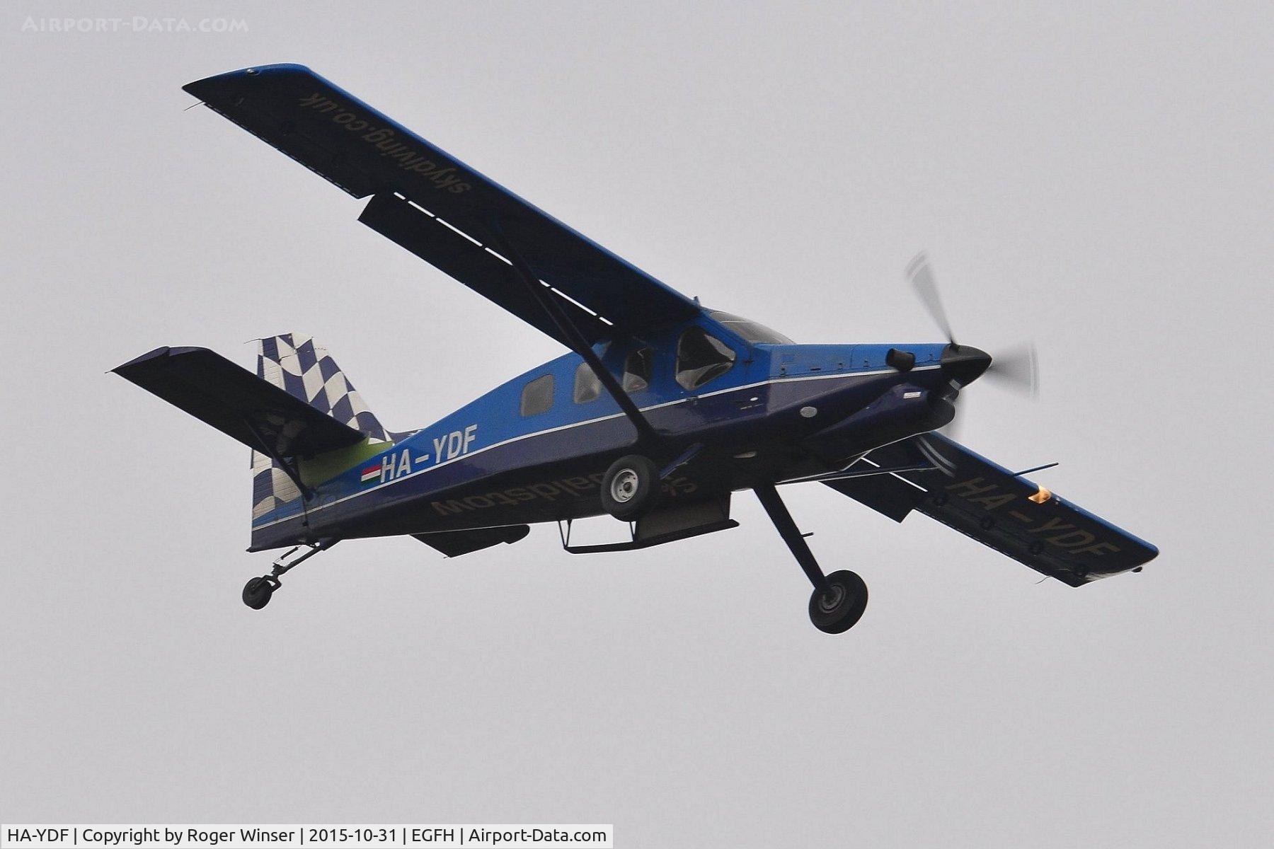 HA-YDF, 2000 Technoavia SMG-92 Turbo Finist C/N 01-005, Visiting SMG-92 on finals to land on Runway 10 after dropping a group of skydivers from Skydive Swansea.