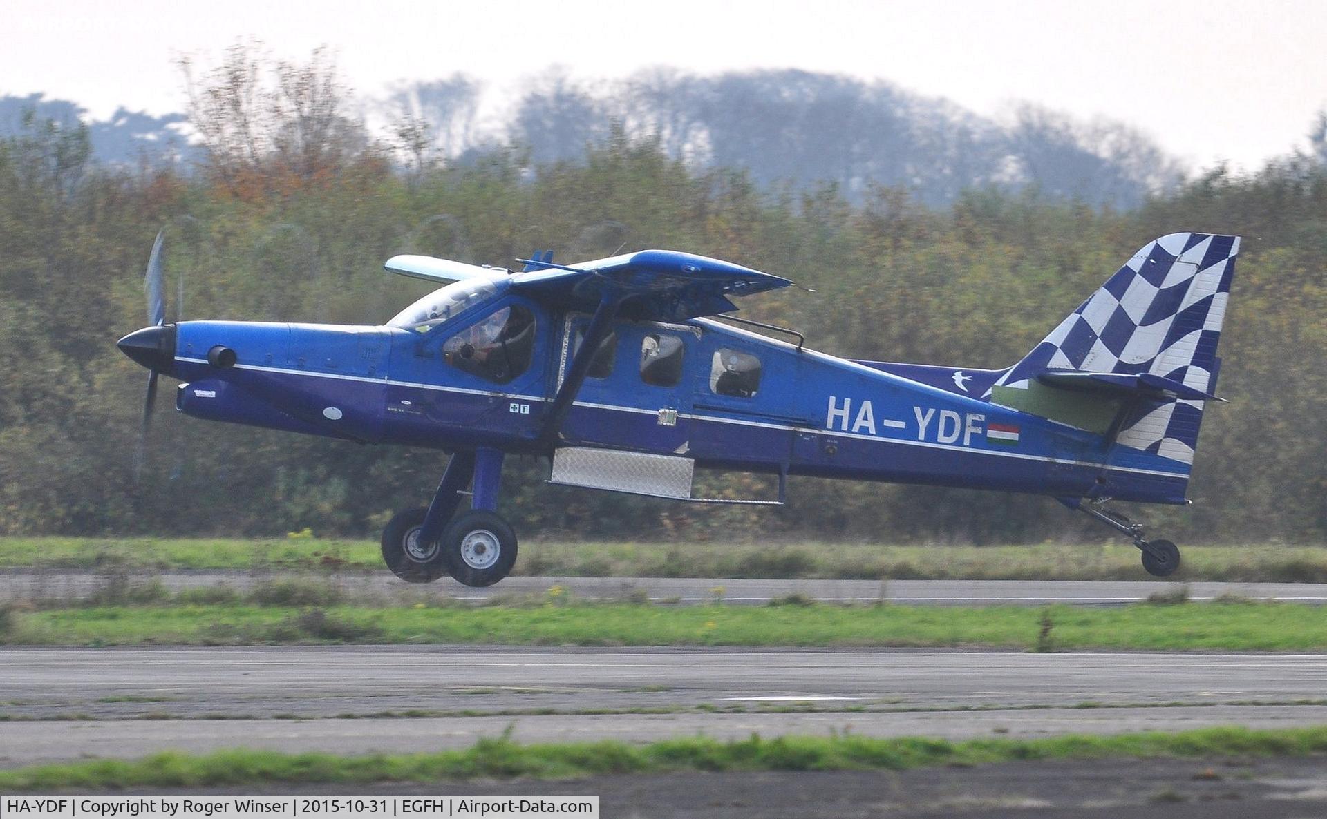 HA-YDF, 2000 Technoavia SMG-92 Turbo Finist C/N 01-005, Visiting SMG-92 departing Runway 10 with a lift of skydivers from Skydive Swansea.