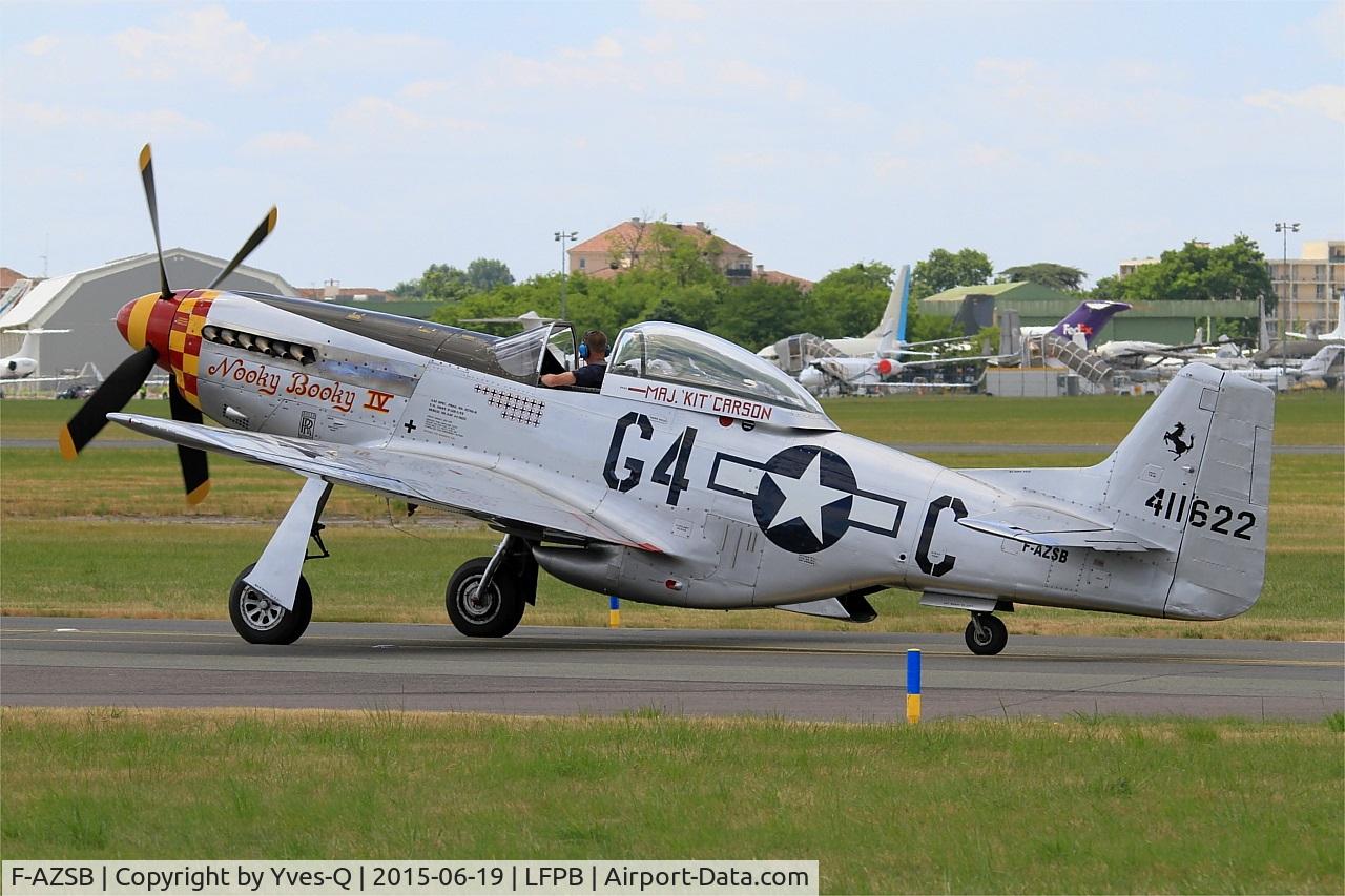 F-AZSB, 1944 North American P-51D Mustang C/N 122-40967, North American P-51D Mustang, Taxiing to parking area, Paris-Le Bourget (LFPB-LBG) Air show 2015