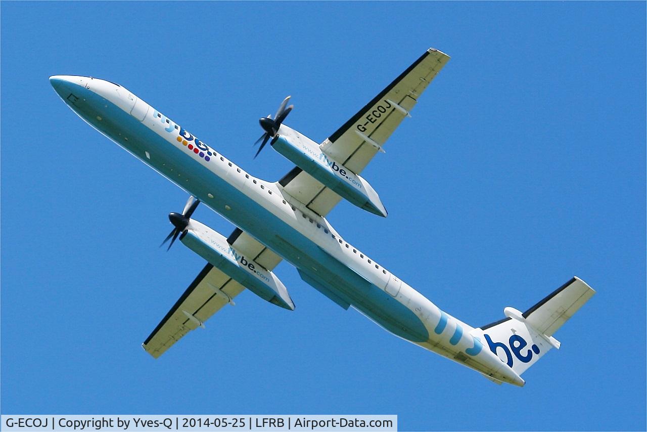 G-ECOJ, 2008 De Havilland Canada DHC-8-402Q Dash 8 C/N 4229, De Havilland Canada DHC-8-402Q Dash 8, Take off rwy 25L, Brest-Bretagne airport (LFRB-BES)