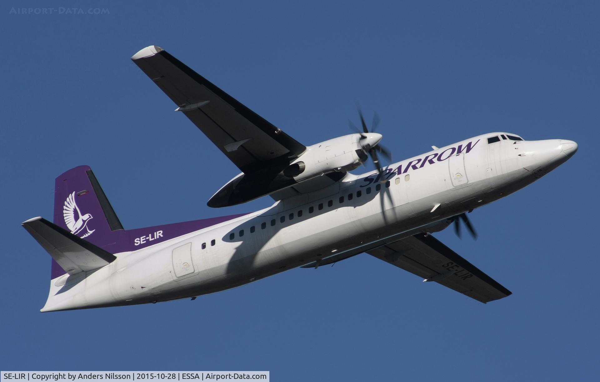 SE-LIR, 1989 Fokker 50 C/N 20151, Sparrow Aviation colours.