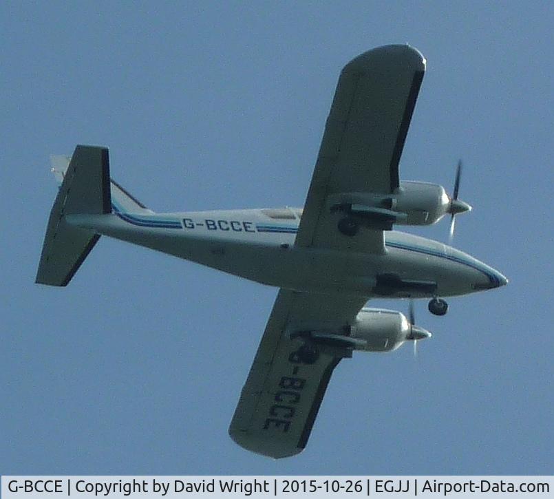 G-BCCE, 1973 Piper PA-23-250 Aztec E C/N 27-7405282, Plane seen flying in to Jersey Airport (Channel Islands).