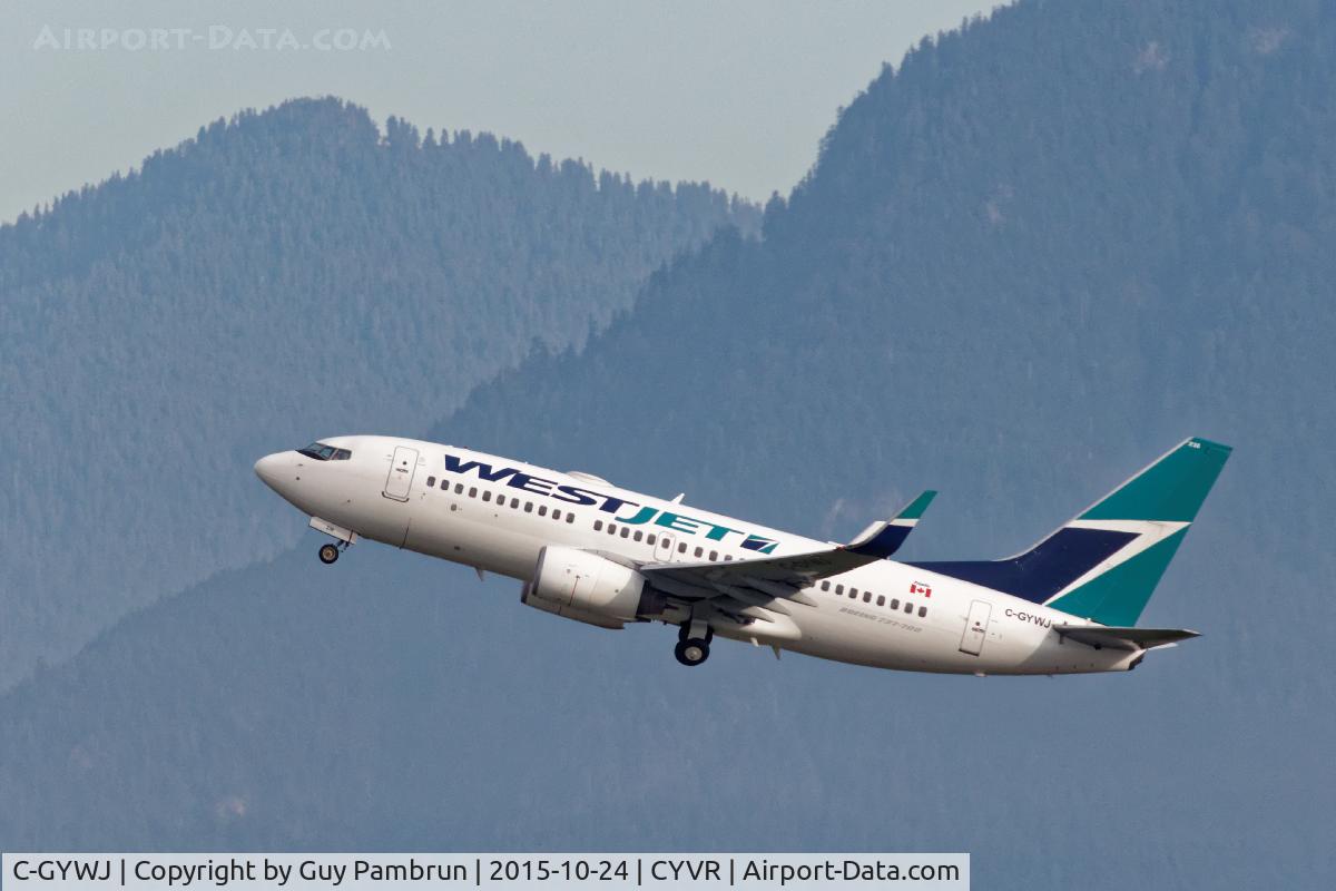 C-GYWJ, 2006 Boeing 737-7CT C/N 32772, Taken from the float plane base at CYVR