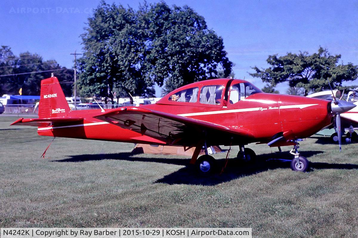 N4242K, 1948 Ryan Navion C/N NAV-4-1242, North American Navion [NAV-4-1242] Oshkosh-Wittman Regional~N (Date unknown). From a slide.