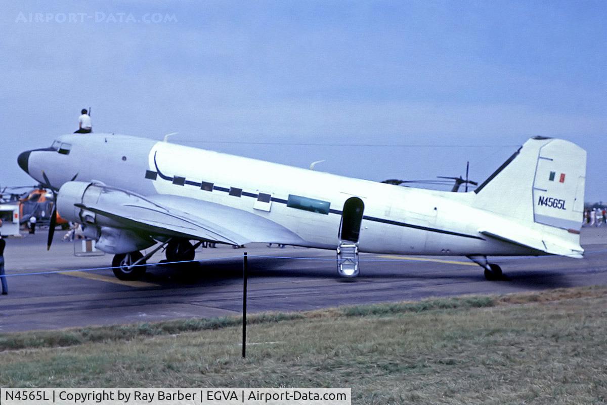 N4565L, 1939 Douglas DC-3-201A (C-47 Skytrain/Dakota) C/N 2108, Douglas DC-3-201A [2108] RAF Fairford~G 13/071985. From a slide.