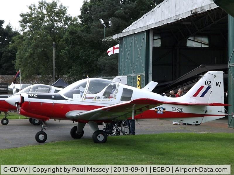 G-CDVV, 1973 Scottish Aviation Bulldog Series 120 Model 121 C/N BH120/291, Painted as XX626 code 02. @ The Wings & Wheels Fly -In.