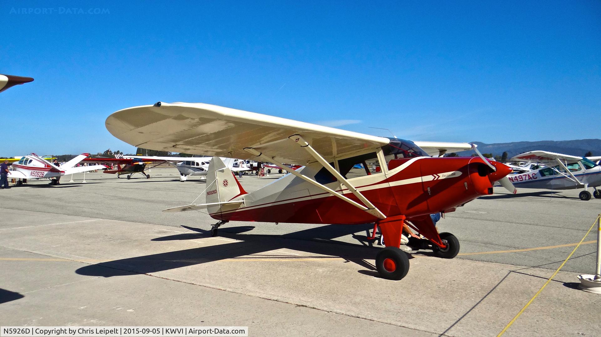 N5926D, 1956 Piper PA-22-150 C/N 22-4589, 1956 Piper PA-22-150 on display at the 2015 Watsonville Fly In.