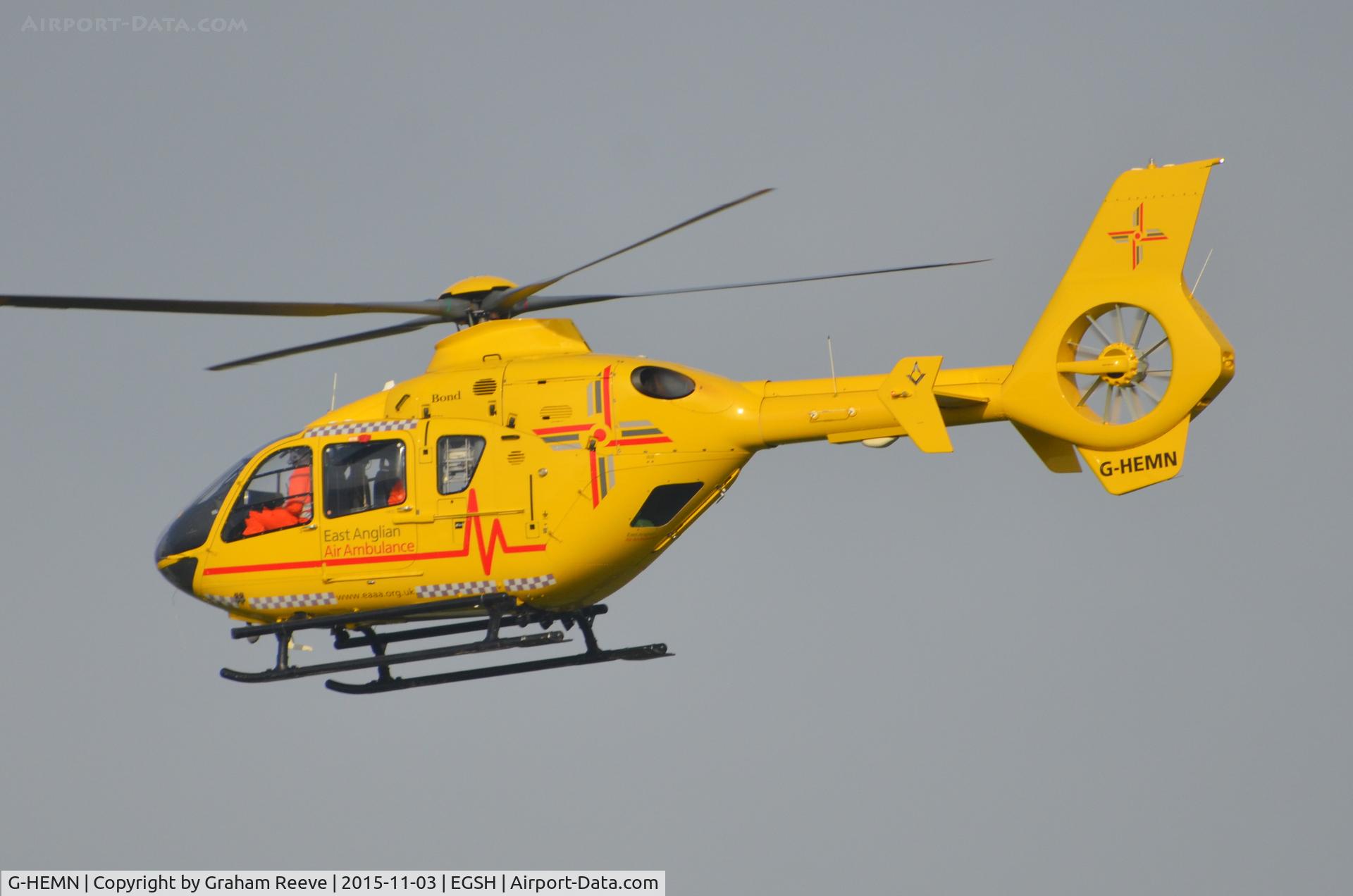 G-HEMN, 2012 Eurocopter EC-135T-2+ C/N 1070, On approach to Norwich.