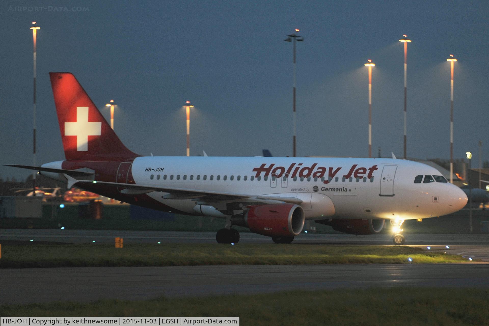 HB-JOH, 2008 Airbus A319-112 C/N 3589, Arriving at Norwich for paint work.