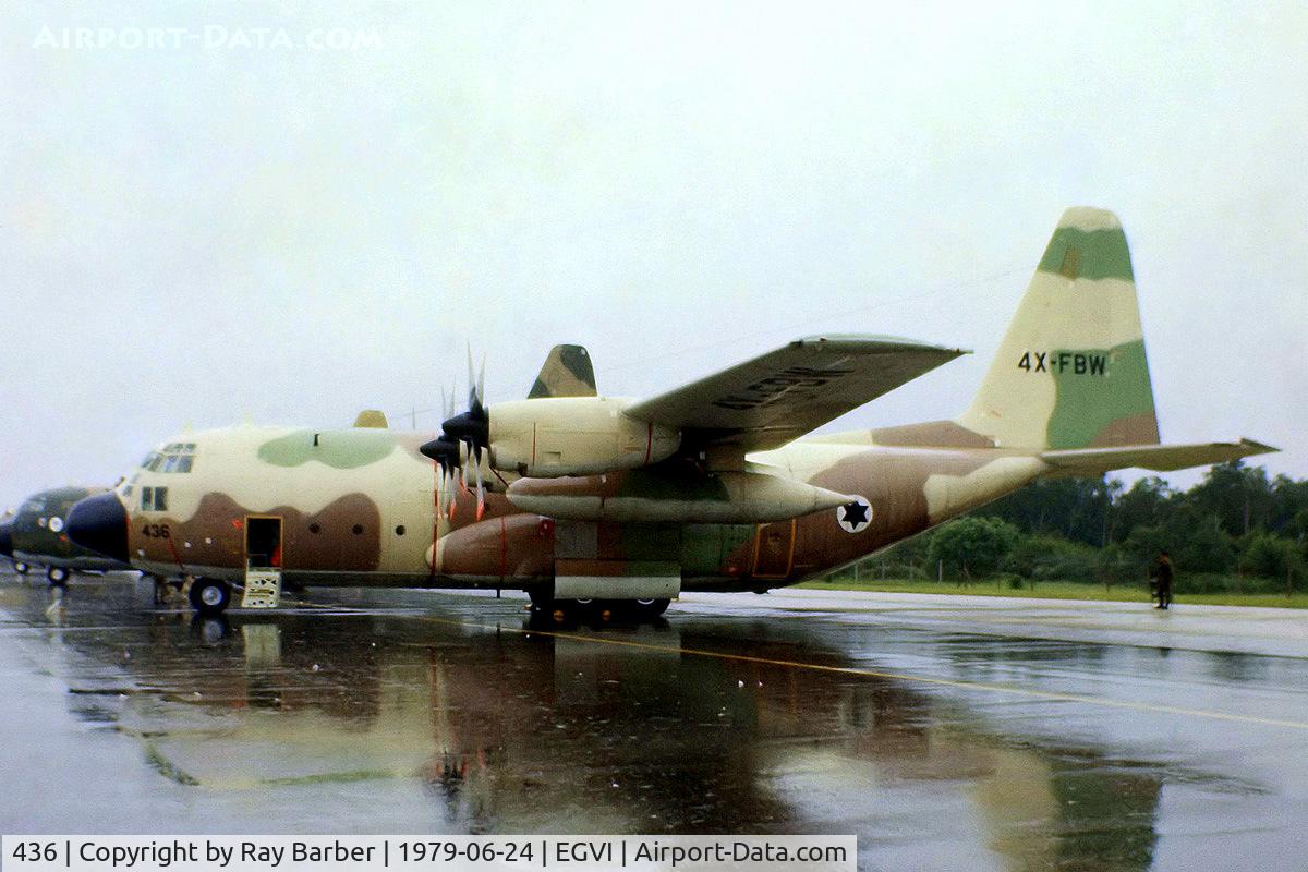 436, 1976 Lockheed KC-130H Hercules C/N 382-4686, 436   Lockheed KC-130H Hercules [4686] (Israeli Air Force) RAF Greenham Common~G 24/06/1979. From a slide.
