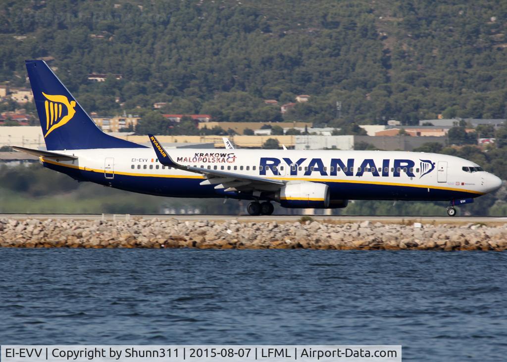 EI-EVV, 2012 Boeing 737-8AS C/N 40314, Taking off from rwy 13L with additional 'Krakow Malopolska' titles