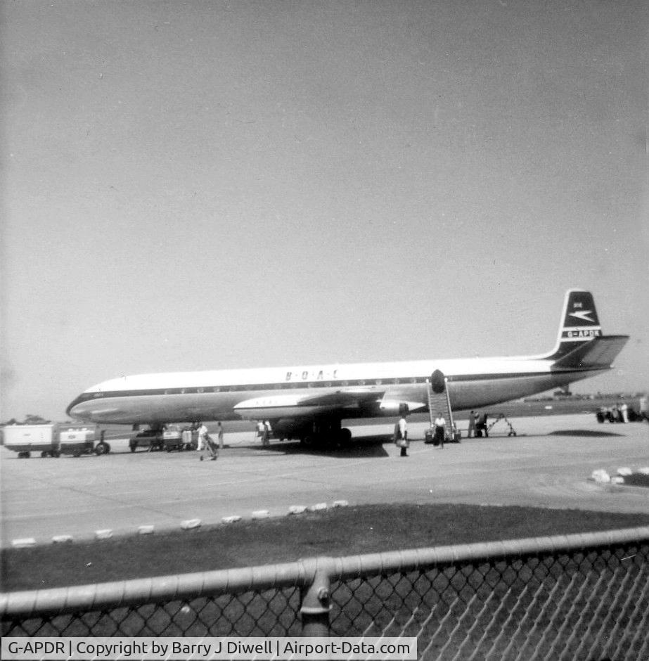 G-APDR, De Havilland DH.106 Comet 4 C/N 6418, Photo taken at Essendon Airport Vic Australia on 20th Jan 1963. 
Essendon Airport was Melbourne's international airport at the time.