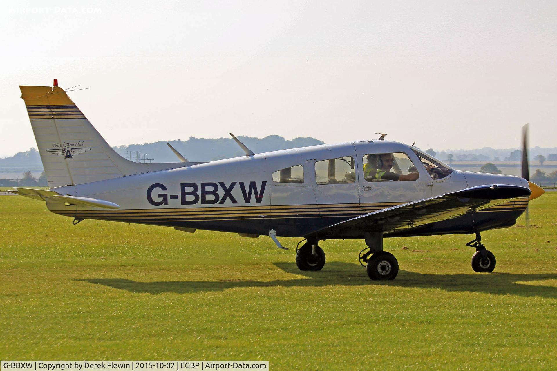 G-BBXW, 1973 Piper PA-28-151 Cherokee Warrior C/N 28-7415050, Cherokee Warrior, Bristol Aero Club Kemble based, previously N9599N, G-BBXW, PH-CPL, seen taxxing in.