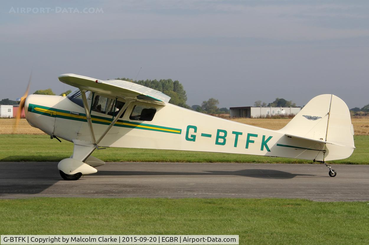 G-BTFK, 1947 Taylorcraft BC-12D Twosome C/N 10540, Taylorcraft BC-12D Twosome at The Real Aeroplane Club's Helicopter Fly-In, Breighton Airfield, September 20th 2015.