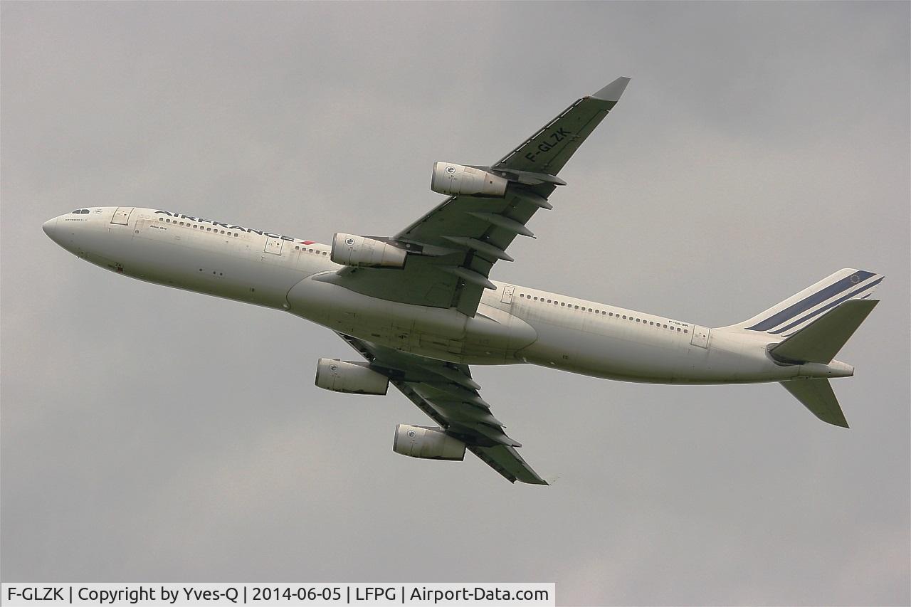 F-GLZK, 1997 Airbus A340-313X C/N 207, Airbus A340-313X, Take off rwy 27L, Roissy Charles De Gaulle airport (LFPG-CDG)
