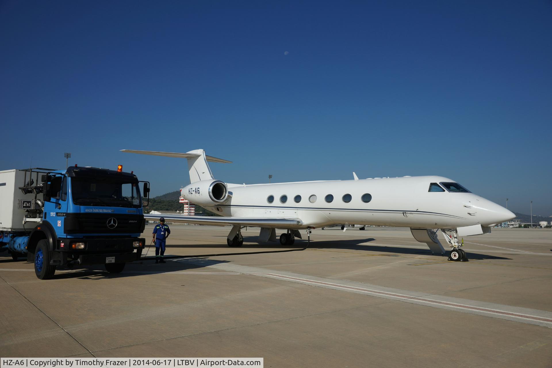HZ-A6, 2004 Gulfstream Aerospace GV-SP (G550) C/N 5038, Refueling in Bodrum Turkey