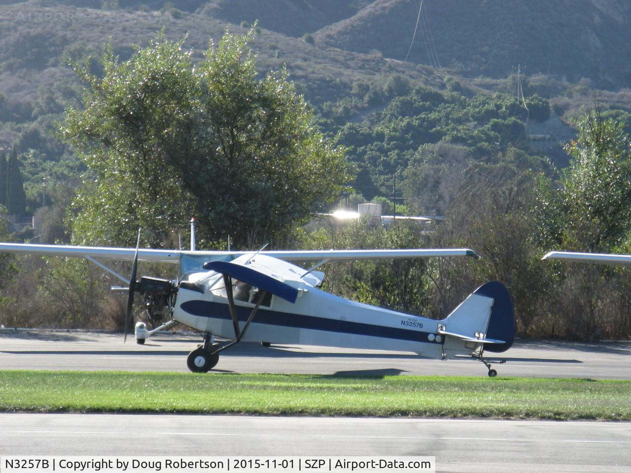 N3257B, 1954 Piper PA-18-135 Super Cub C/N 18-3275, 1954 Piper PA-18-135 SUPER CUB, Lycoming O-320 uncowled upgrade, Restricted class aerial advertising, larger wings, aileron fences, droop tips, taxi along riverbank taxiway