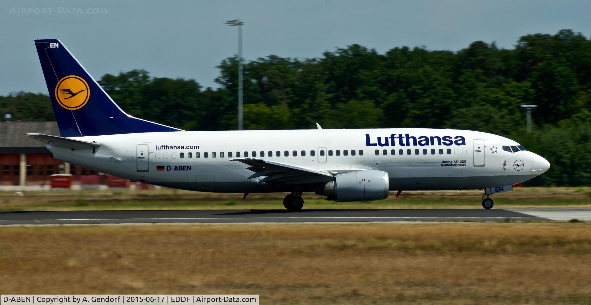 D-ABEN, 1991 Boeing 737-330 C/N 26428, Lufthansa, is here on RWY 18 at Frankfurt Rhein/Main
