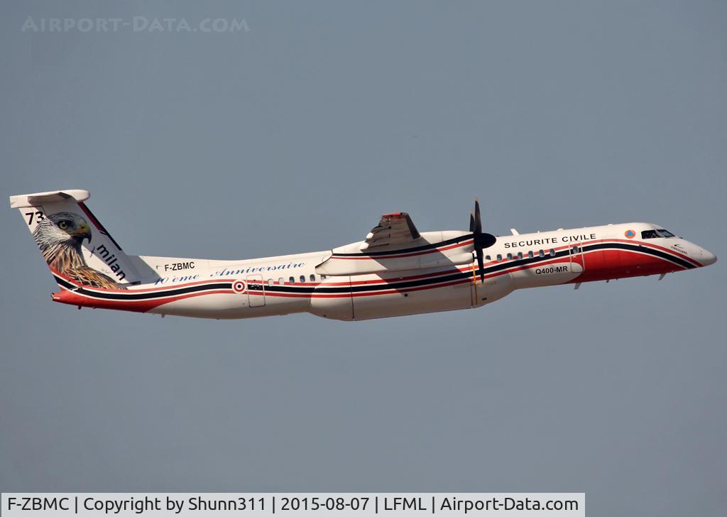 F-ZBMC, 2001 De Havilland Canada DHC-8-402Q-MR Dash 8 C/N 4040, Taking off from rwy 31R with special Milan 73 c/s