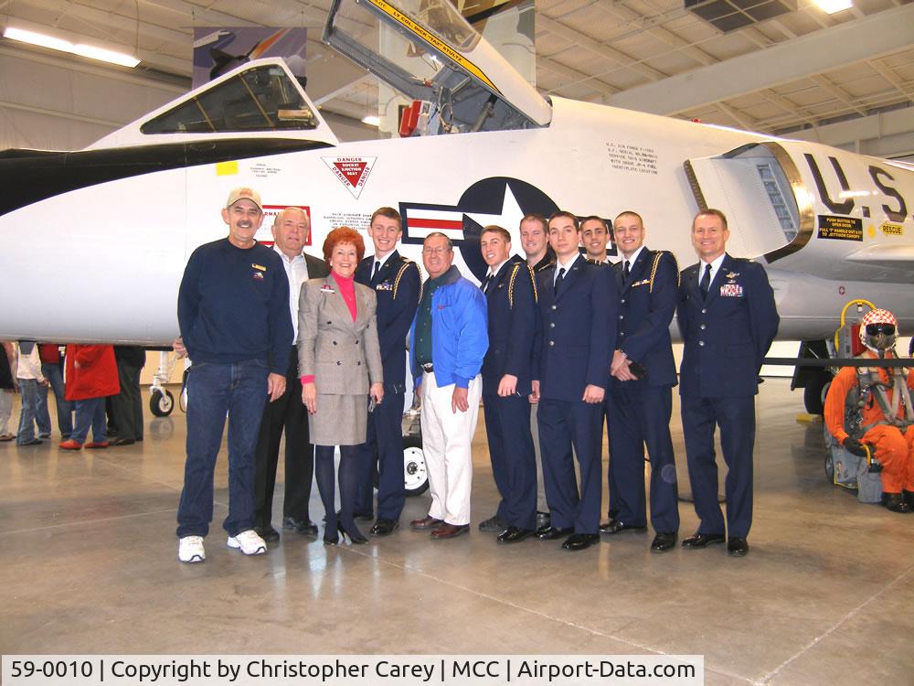 59-0010, 1959 Convair F-106A Delta Dart C/N 8-24-139, Dedication of the aircraft (59-0010) at the Aerospace Museum of California (2007) after receiving a full restoration to display status at the facility. Shown are some of the Sacramento State University students (AFROTC), among many others involved.