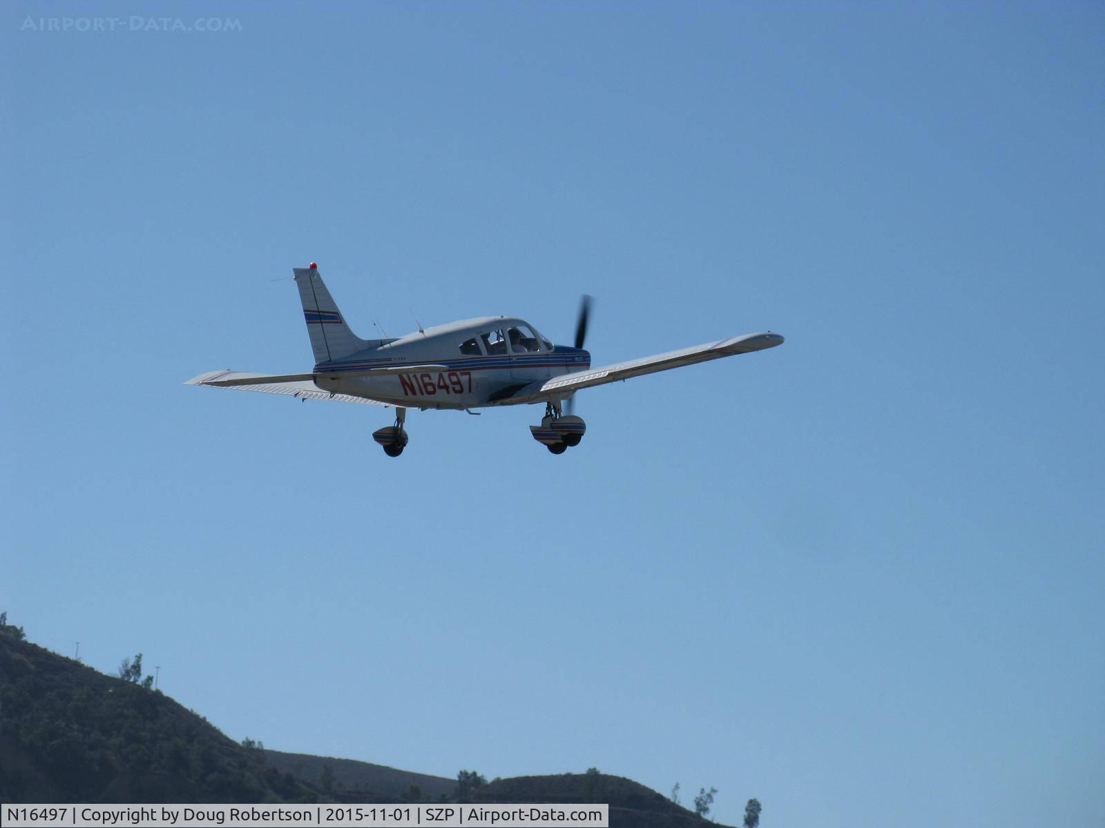 N16497, 1973 Piper PA-28-235 Cherokee Charger C/N 28-7310101, 1973 Piper PA-28-235 CHEROKEE CHARGER, Lycoming O-540-D4B5 235 Hp, takeoff climb Rwy 22 after wind shift